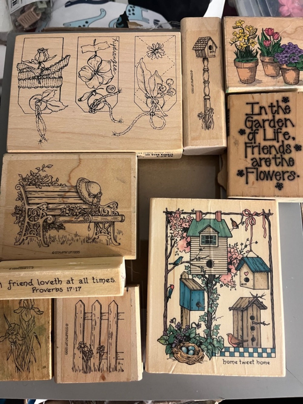 Garden Birdhouse Rubber Stamp Set - Natural Wood